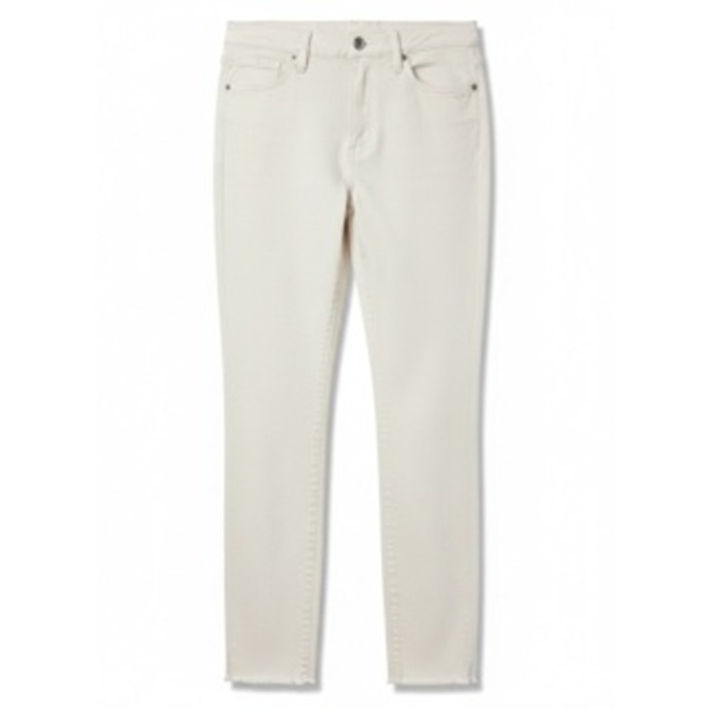 Gap 1969 True Skinny Ankle Jeans Off White Raw Hem Womens 28R Cream‎ Mid Rise